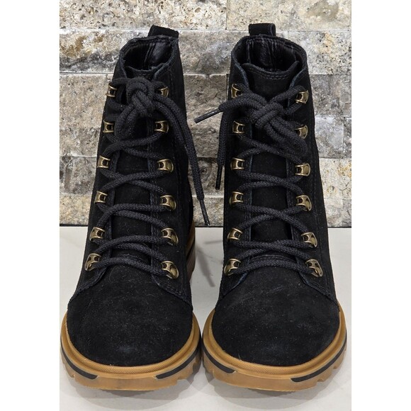 SOREL Womens Lennox Waterproof Boots Suede Leather Combat Chukka Lace-Up Black 8 - Picture 4 of 13